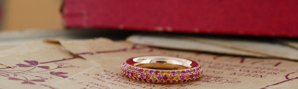 Ring Roségold, Saphire multicolor